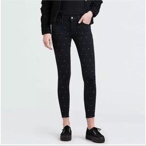 New Levi’s 711 black skinny studded jeans Sz 26